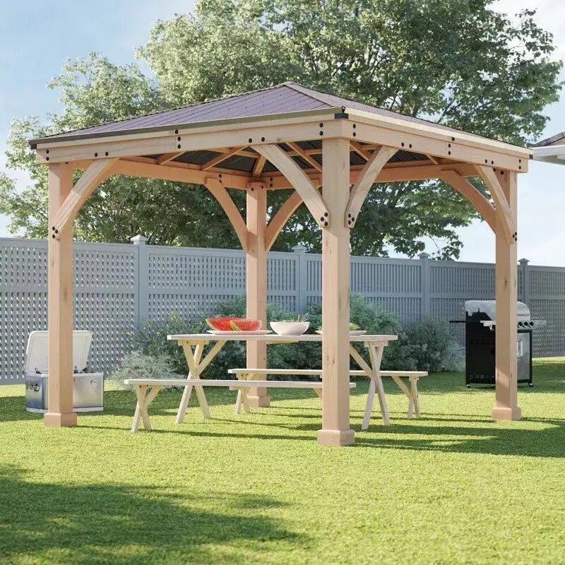 Meridian 10 feet. Width X 10 feet. D solid wood patio gazebo