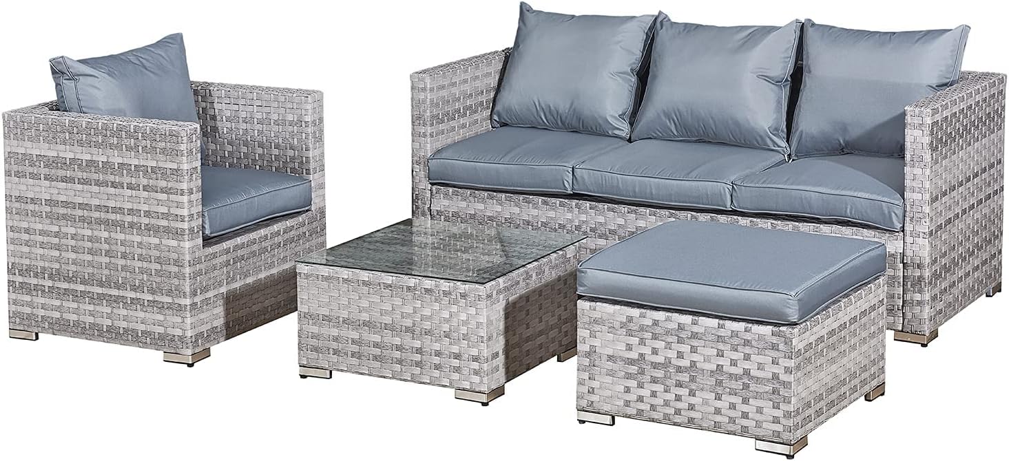 Oseasons Acorn Rattan 5 Seat Lounge Sofa Set in Dove Grey