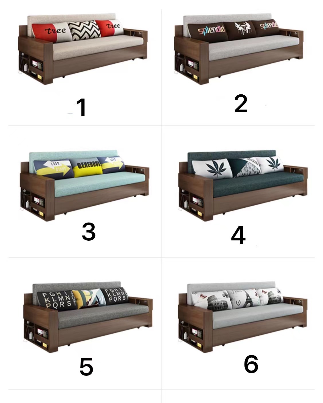 【Furniture】【BS】Solid Wood Sofa Bed, Multifunctional, Foldable, Storage Sofa Bed Dual-Use