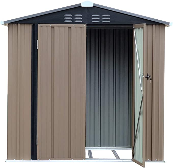 6×4 FT New Metal Garden Shed Garden Storage Outdoor Metal Utility Tool Storage with Lock for Tools (4X6′)