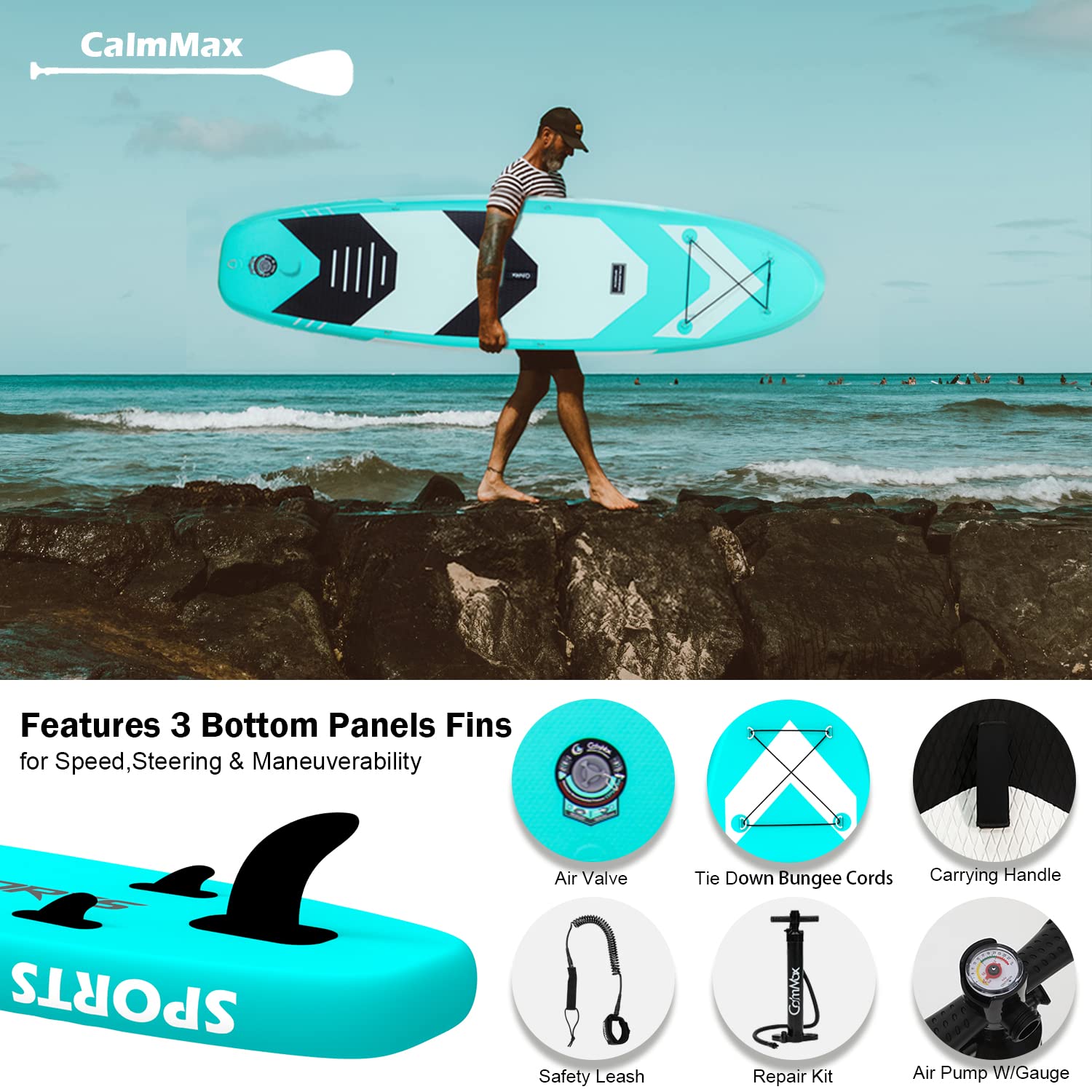 CalmMax Inflatable Stand Up Paddle Board 10'6