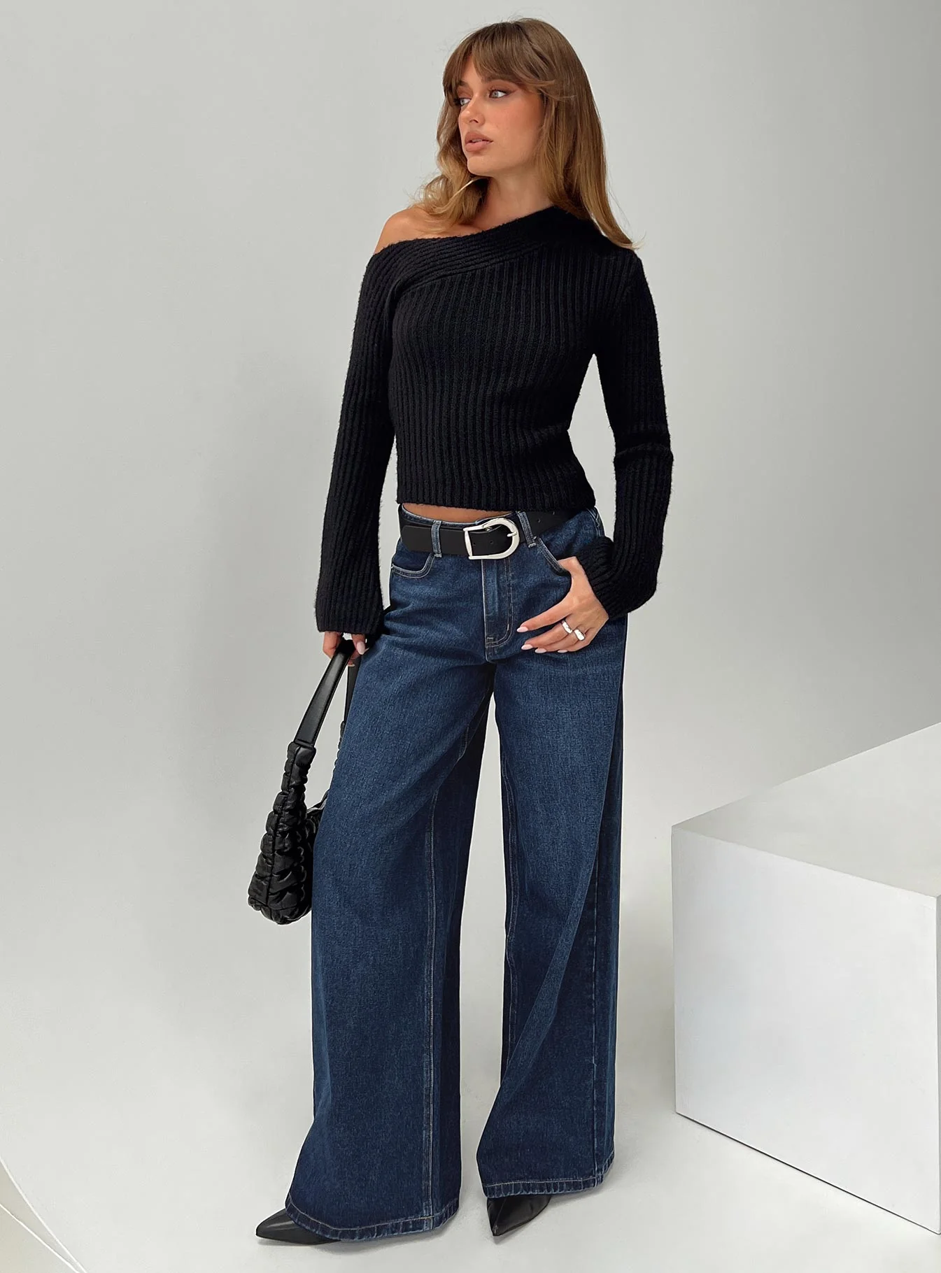 Naylor Wide Leg Jeans Mid Blue Denim