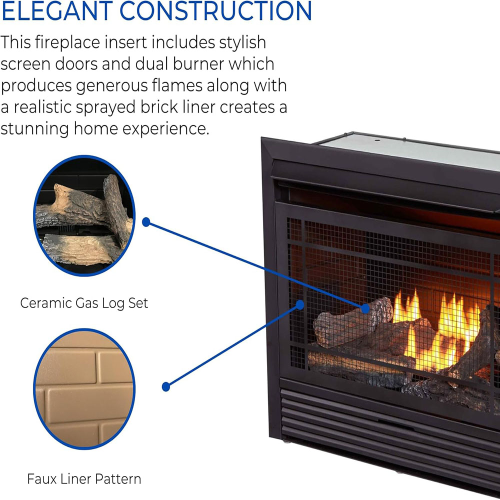 Duluth Forge Dual Fuel Ventless Fireplace Insert with Thermostatic Control