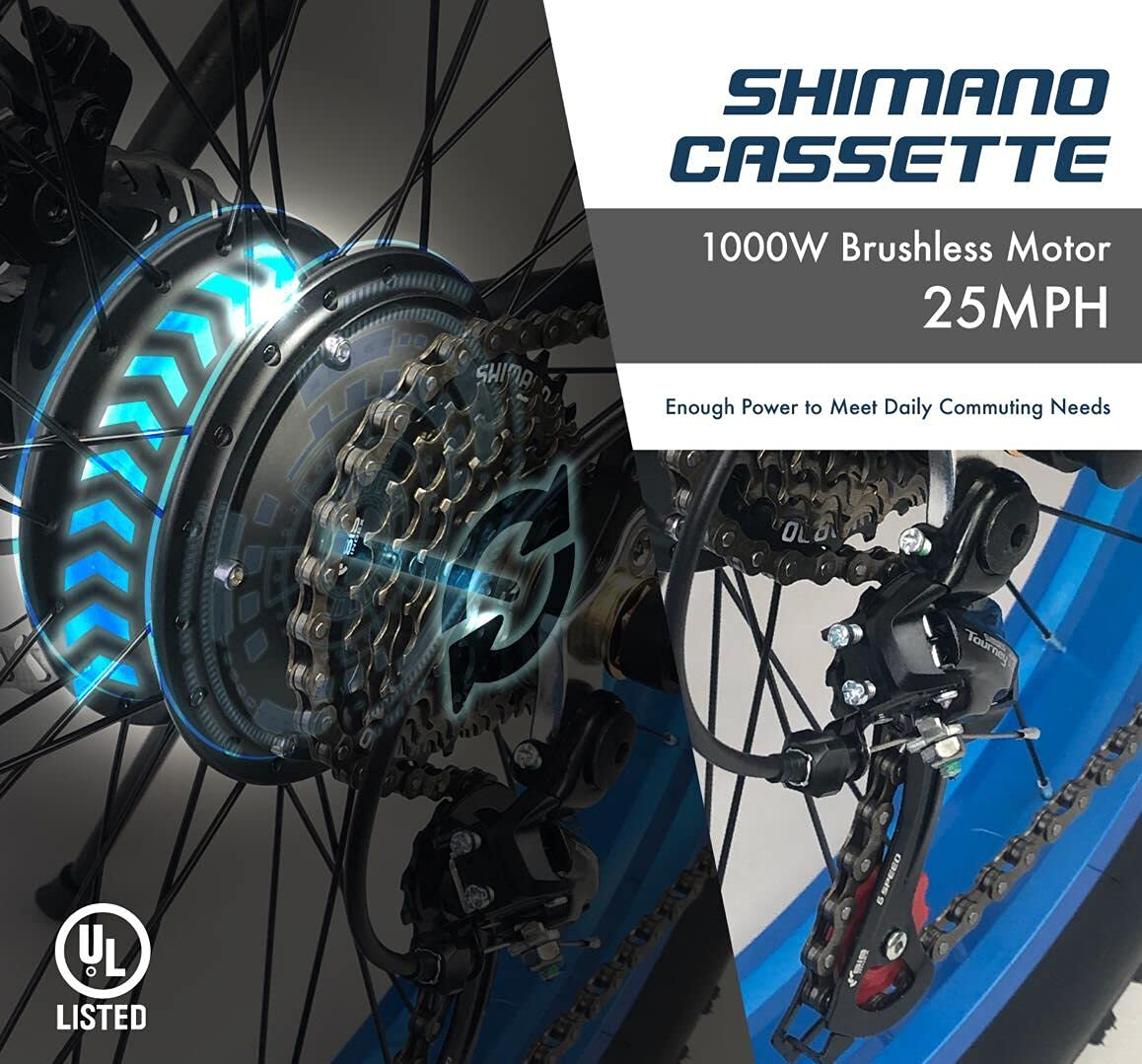 Land Cruiser – 26 inch e-bike, 48v, 23ah, 2000W, 1000W, dual motors, 26x4.0, wide tires, high.