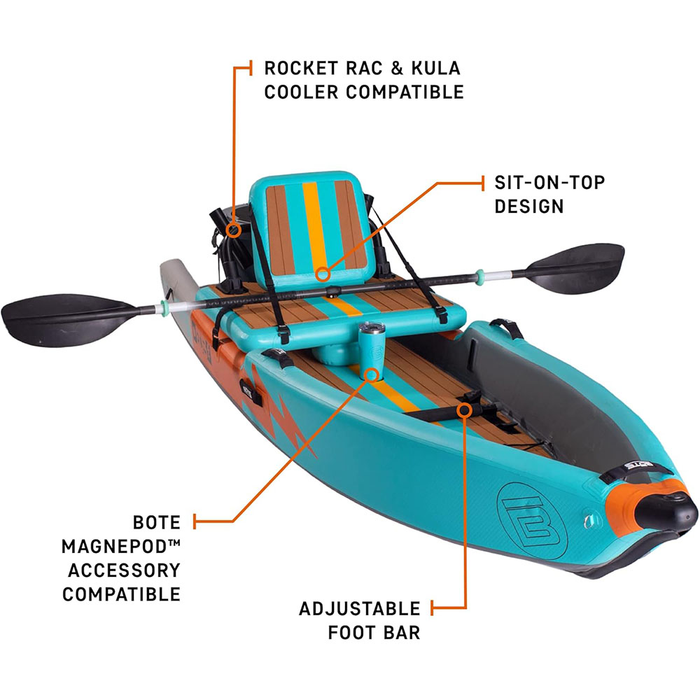 BOTE Deus Aero Inflatable MagnePod Compatible Kayak for Adults and Kids Including Travel Bag, 1 Person Single Seater, Inflatable Kayak for Recreational Fishing Hunting Leisure